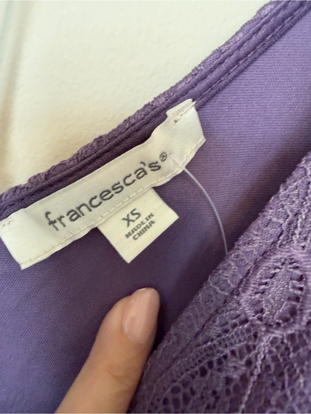 NWT Francesca's Collections Lavender Lace Mini Dress - Picture 3 of 4